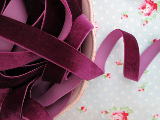 Plum Purple Velvet Ribbon - 3/4 inch - 1 Yard - Sugar Pink Boutique