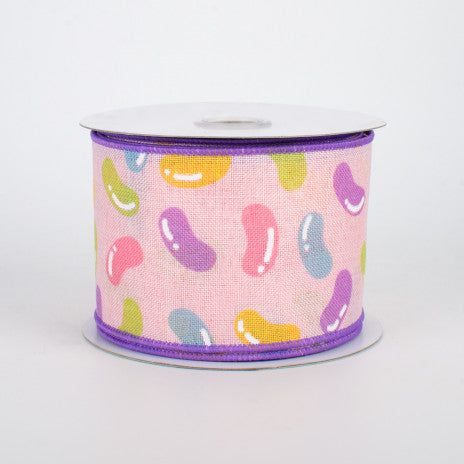 2 1/2" Jelly Beans Wired Ribbon: Pale Pink - 1 - Yard - Sugar Pink Boutique