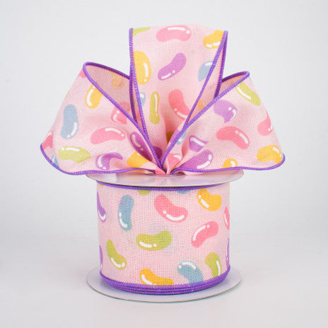 2 1/2" Jelly Beans Wired Ribbon: Pale Pink - 1 - Yard - Sugar Pink Boutique