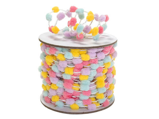 Pom Pom Wired Cord Trim- Pastel - 1/2 inch ball - 1 Yard - Sugar Pink Boutique