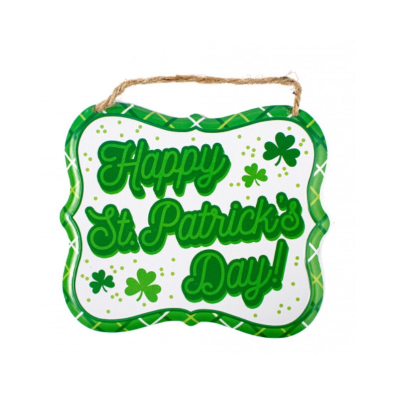 7" Embossed Edging "Happy St. Patrick's Day" Metal Sign - Sugar Pink Boutique