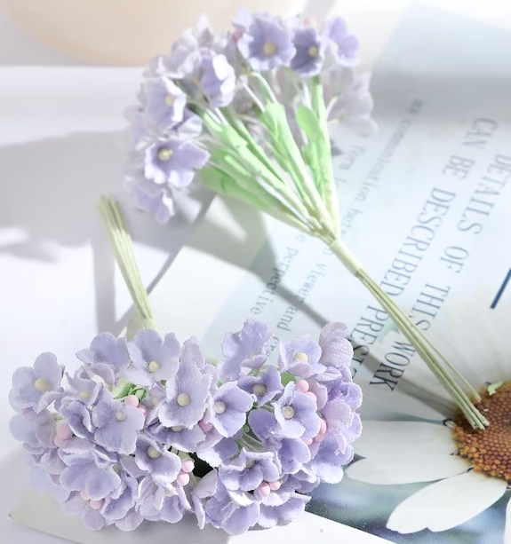 Forget Me Not Vintage Style Millinery Paper Flower Bouquet - Lavender - 1 Bouquet