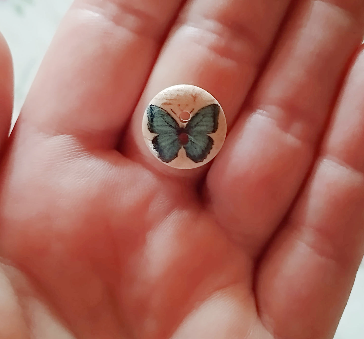 Spring Butterflies Small Wooden Painted Buttons - Set of 25