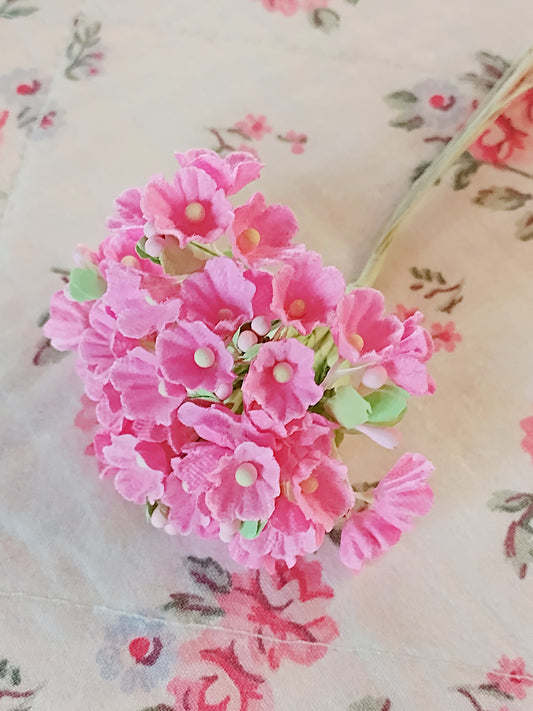 Forget Me Not Vintage Style Millinery Paper Flower Bouquet - Hot Pink - 1 Bouquet