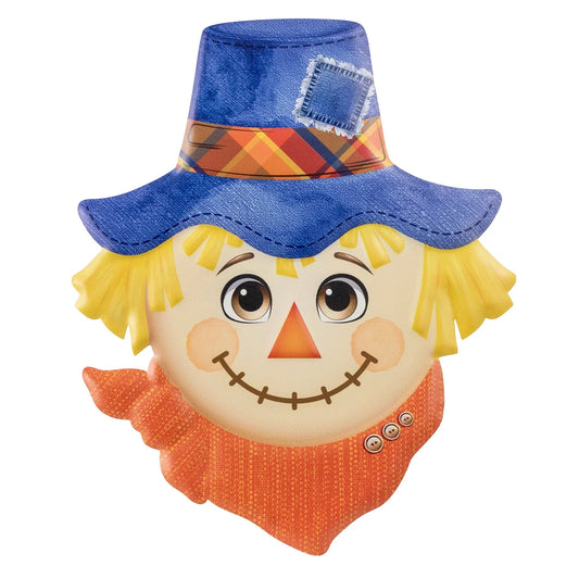 12" Embossed Metal Scarecrow Decoration: Blue Hat
