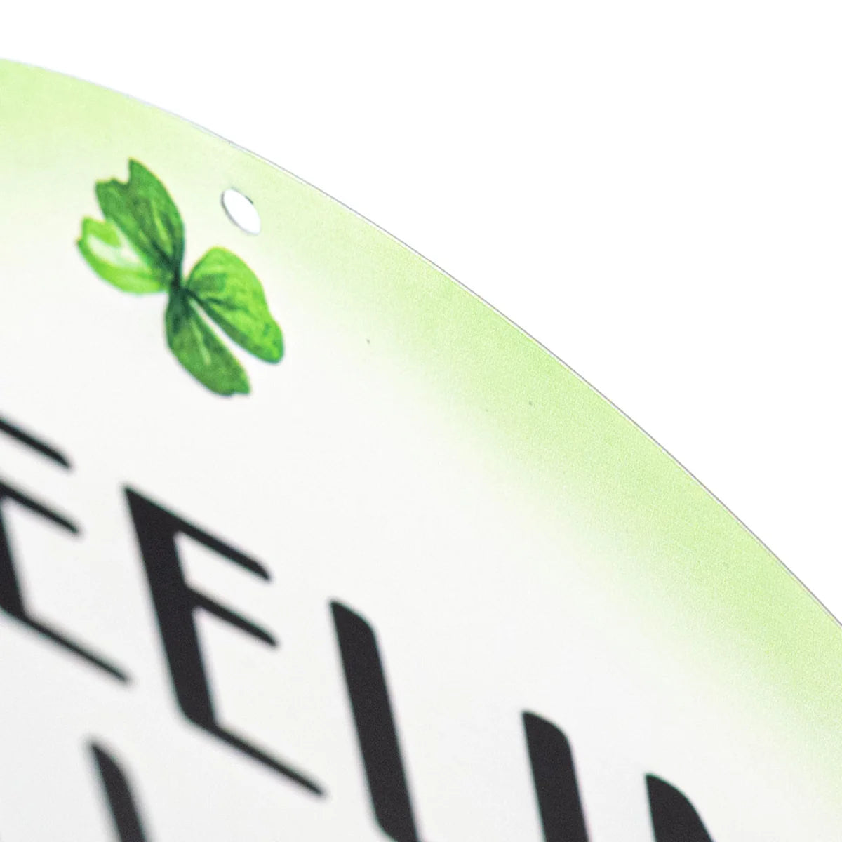 15" Oval Metal Sign: Glittered Feeling Lucky