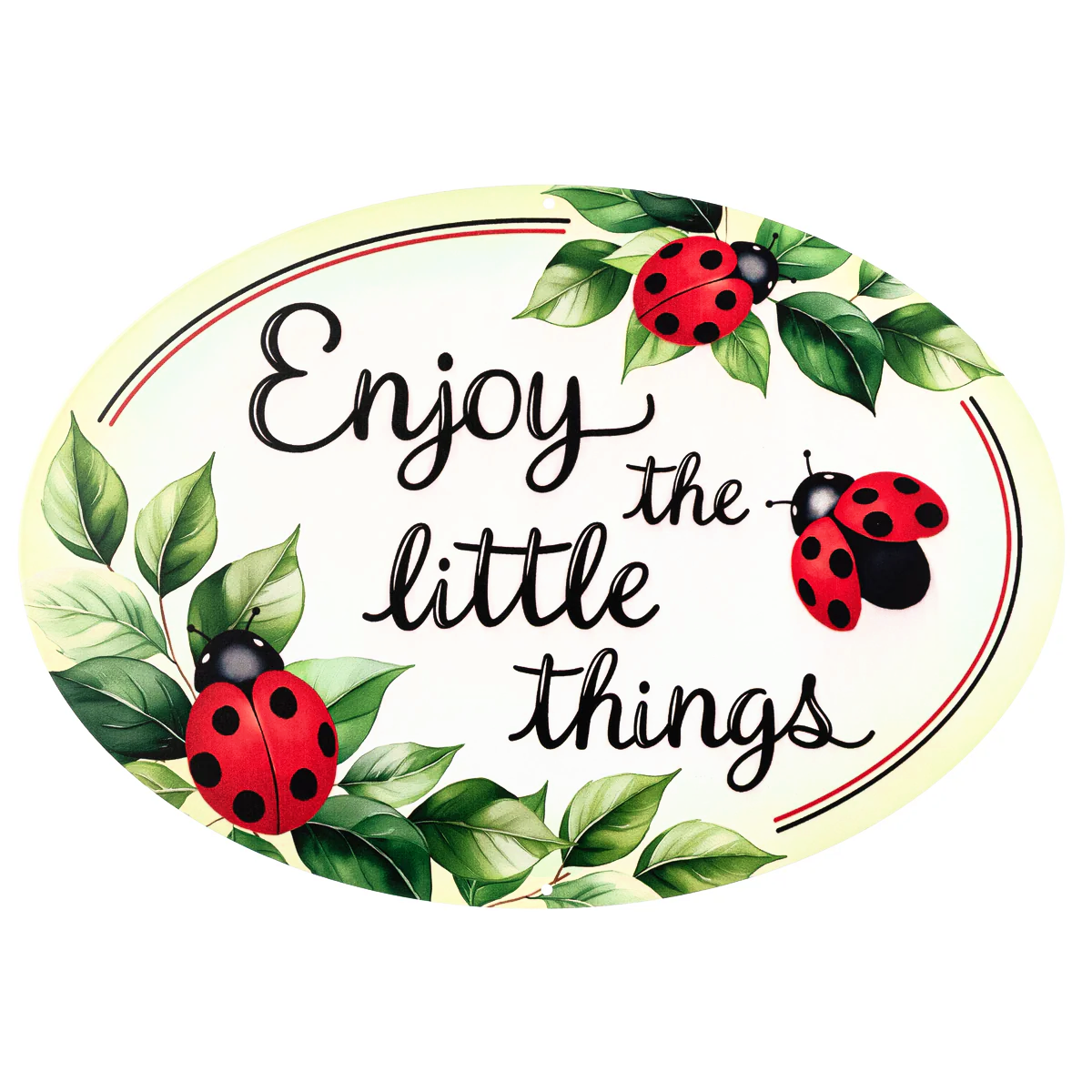 15" Oval Metal Sign: Ladybug Little Things