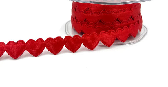 Valentine Red Satin Hearts Cut Out Ribbon/Trim - 3/4