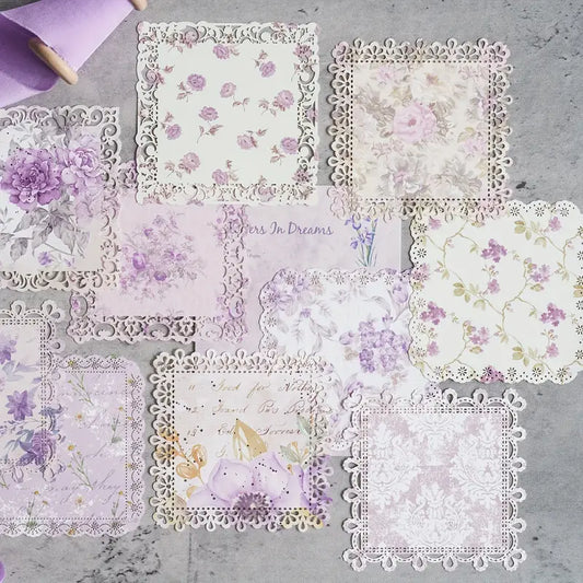 Shabby Chic Lavender Floral Vintage Style Lace Doily Papers - Set of 10