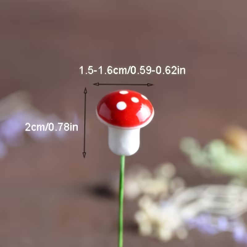 Miniature Foam Red Mushrooms - Set of 12