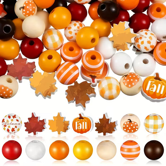 Autumn Wooden Beads - Set of 160