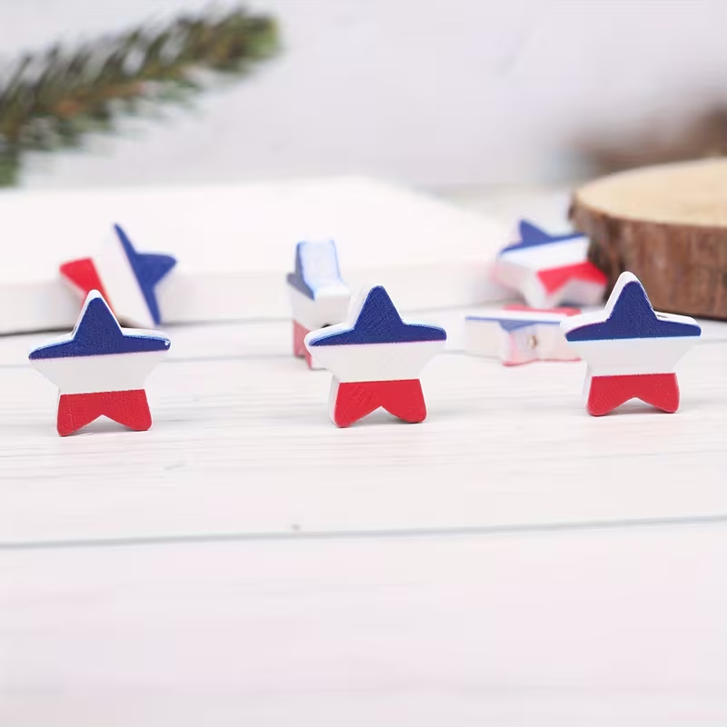 Patriotic Wooden Beads - Set of 130