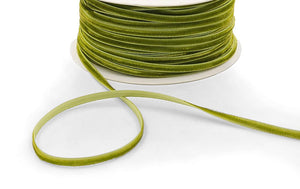 Sweet Pea Green Velvet String Ribbon - 1/8 inch - 1 Yard