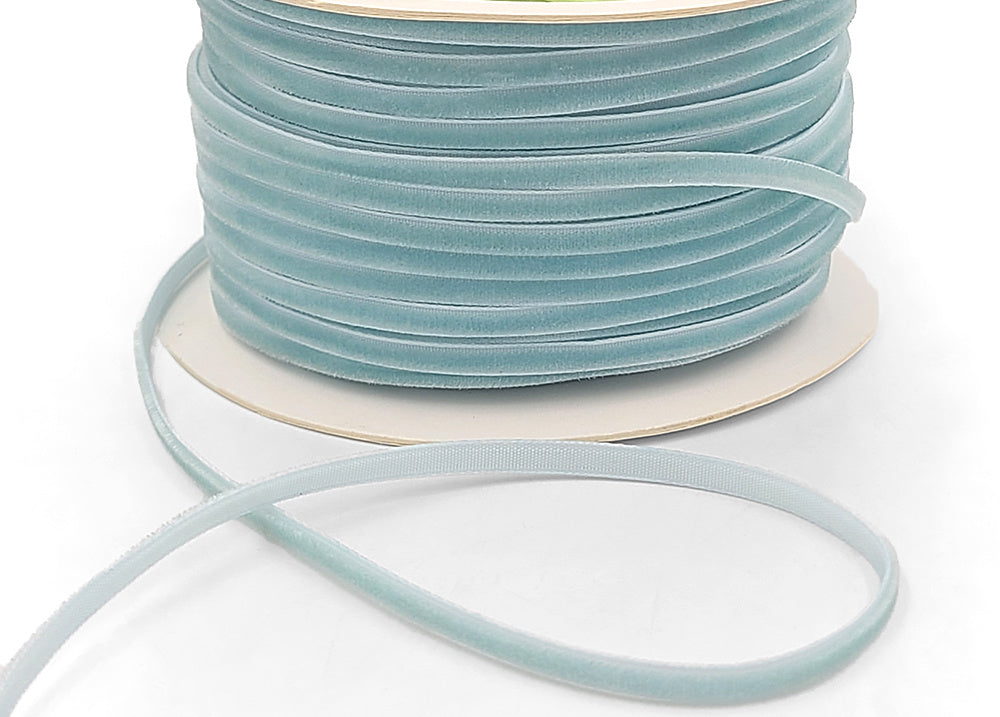String Ribbons Texture Powder Blue Velvet String Ribbon - 1/8 inch - 1 Yard | Sugar Pink Boutique