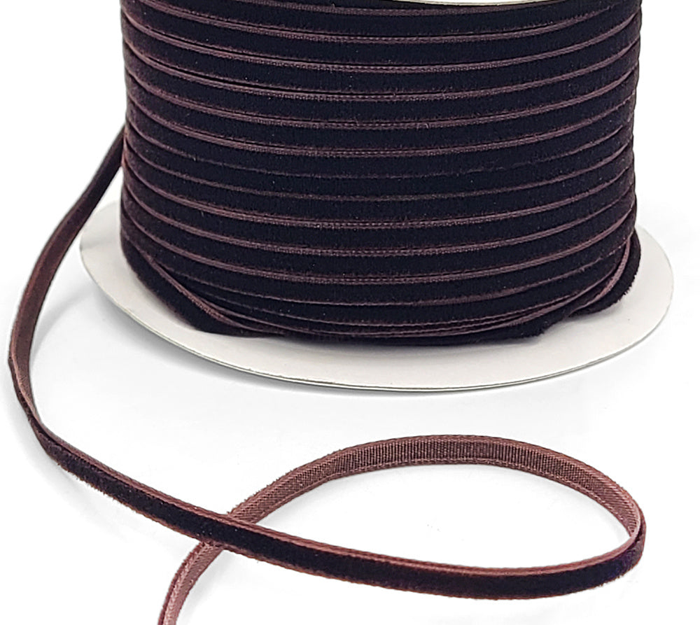 Dark Brown Velvet String Ribbon - 1/8 inch - 1 Yard