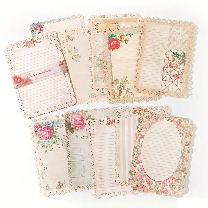 Vintage Style Tea Party Junk Journal Papers 5" x 7" - Set of 10 - Sugar Pink Boutique