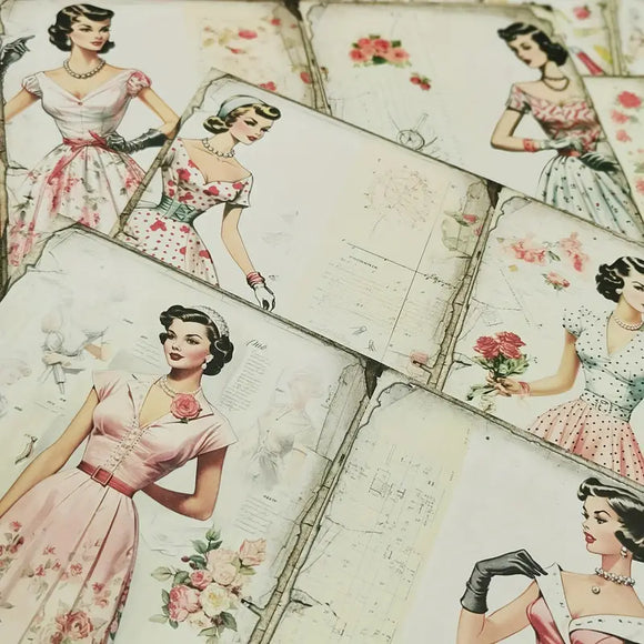 Vintage Style Ladies Fashion Paper Sheets A5 Size - Set of 20