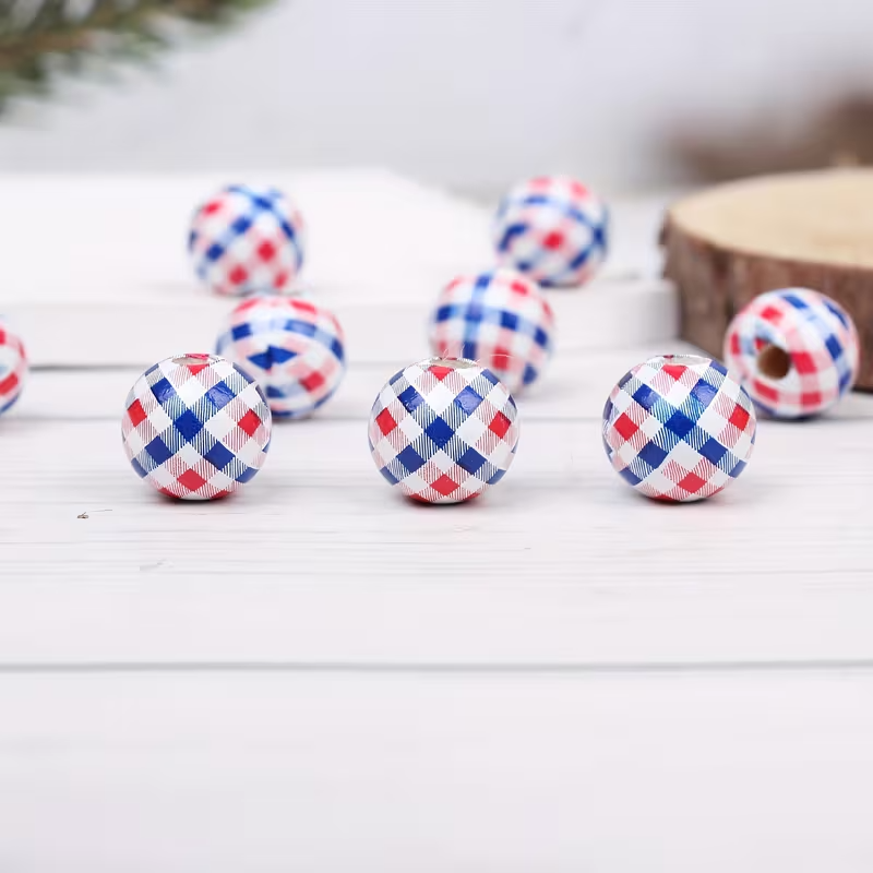 Patriotic Wooden Beads - Set of 130