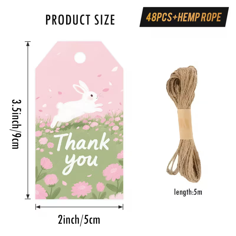 Spring Bunny Thank You Gift Tags - Set of 45