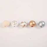 Silver and Gold Christmas Wooden Beads - Set of 50