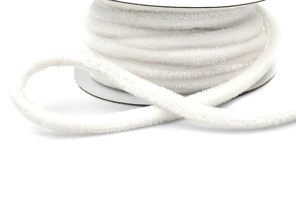 White Velvet Rope Cord Piping - 1/4" - 1 Yard
