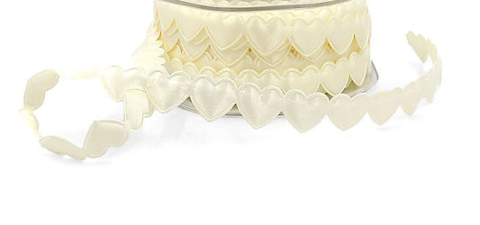 Valentine Ivory Satin Hearts Cut Out Ribbon/Trim - 3/4" inch - 1 Yard