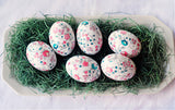 Decoupaged Wooden Easter Egg - Turquoise and Coral Floral - 1 Egg
