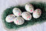 Decoupaged Wooden Easter Egg - Pink, Green and Blue Floral - 1 Egg