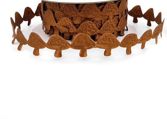 Brown Satin Mushrooms Cut Out Ribbon - 3/4 inch - 1 Yard