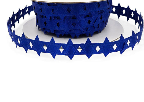 Blue Star of David Cut Out Ribbon - 3/4 inch - 1 Yard