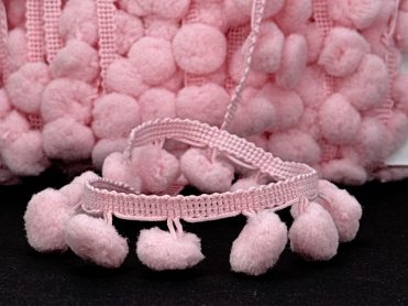 Pom Pom Trim - Bubblegum Pink Dangling - 1/2 inch Ball Fringe - 1 Yard