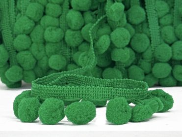 Pom Pom Trim - Kelly Green Dangling - 1/2 inch Ball Fringe - 1 Yard