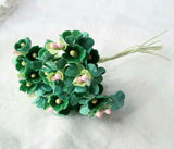 Forget Me Not Vintage Style Millinery Paper Flower Bouquet - Green - 1 Bouquet