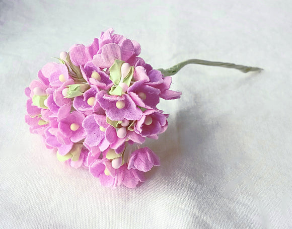 Forget Me Not Vintage Style Millinery Paper Flower Bouquet - Pink Lilac - 1 Bouquet