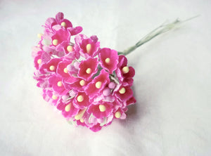 Forget Me Not Vintage Style Millinery Paper Flower Bouquet - Fuchsia - 1 Bouquet
