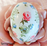Decoupaged Wooden Easter Egg - Pink, Green and Blue Floral - 1 Egg