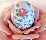 Decoupaged Wooden Easter Egg - Turquoise and Coral Floral - 1 Egg