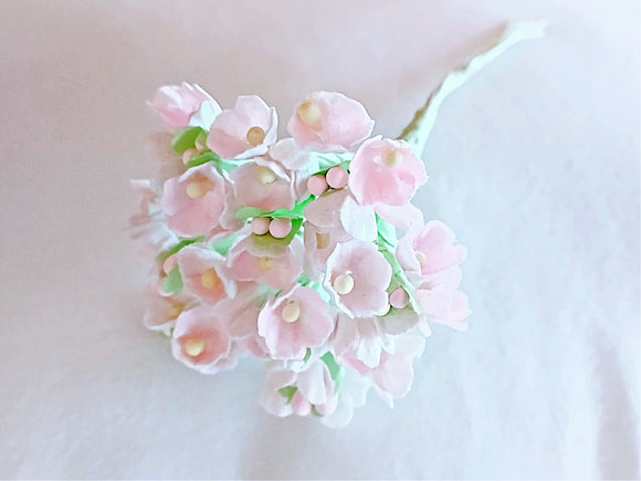 Forget Me Not Vintage Style Millinery Paper Flower Bouquet - Pale Pink - 1 Bouquet