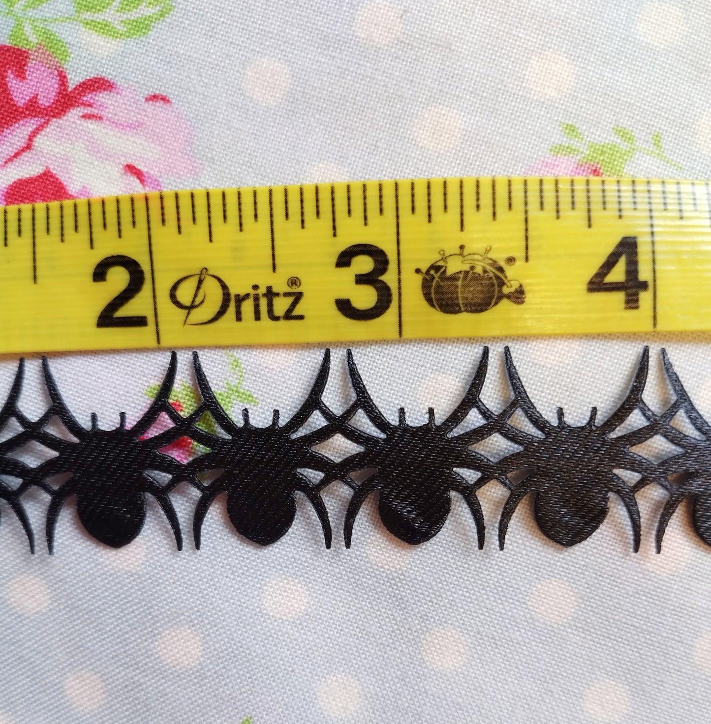 Black Spiders Satin Cut Out Ribbon/Trim - 7/8 inch - 1 Yard