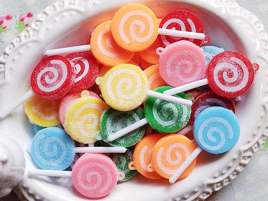 Miniature Glittered Swirled Lollipop Ornaments - 2 inch - Set of 8