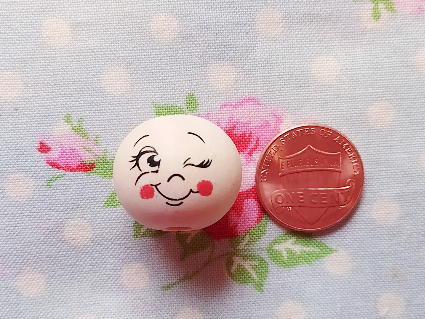 Happy Face Wooden Beads - Set of 10