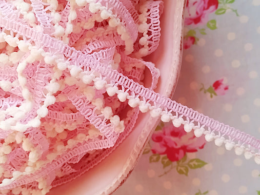 Mini Pom Pom Trim -Pale Pink - Ball Fringe - 1 Yard