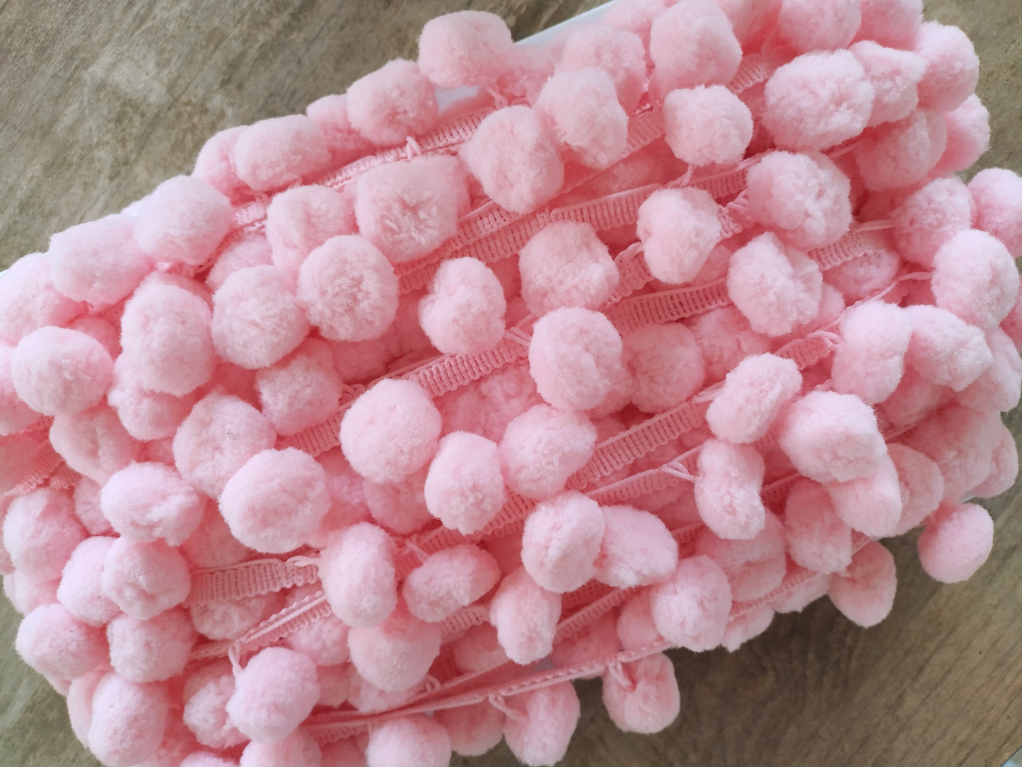 LARGE Pom Pom Trim - Pink Dangling - 3/4 inch Ball Fringe - 1 Yard