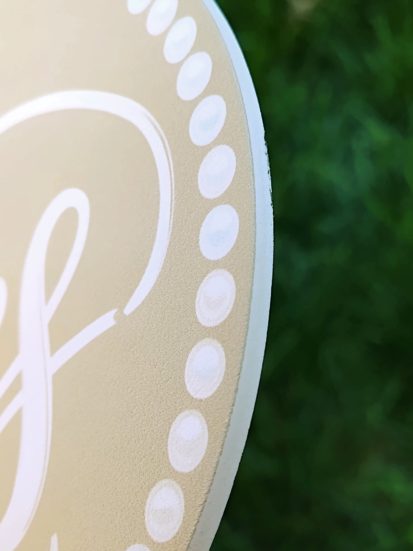9.4" Oval Waterproof PVC Sign: She Said Yes Pearl Border