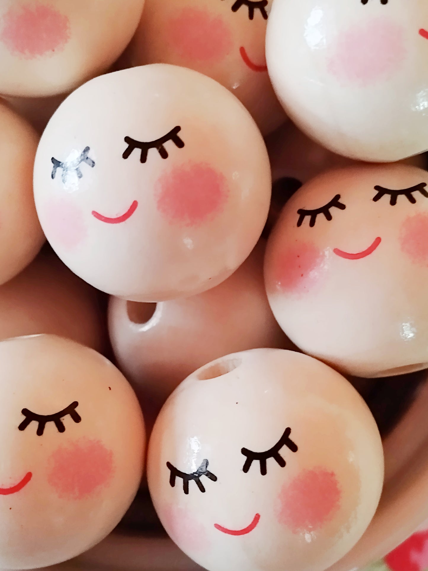 Angel Doll Face Wooden Beads - 30mm - Set of 10