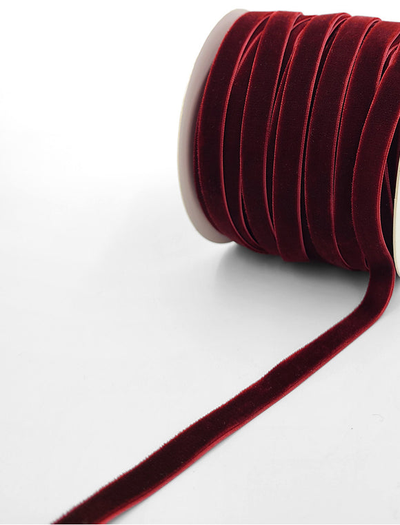 Burgundy Velvet Ribbon - 3/8 inch - 1 Yard