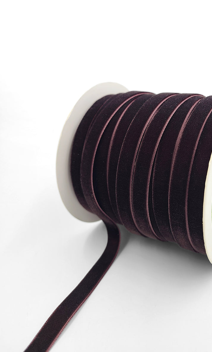Chocolate Mocha Brown Velvet Ribbon - 3/8 inch - 1 Yard