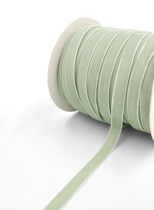 Jadeite Green Velvet Ribbon - 3/8 inch - 1 Yard