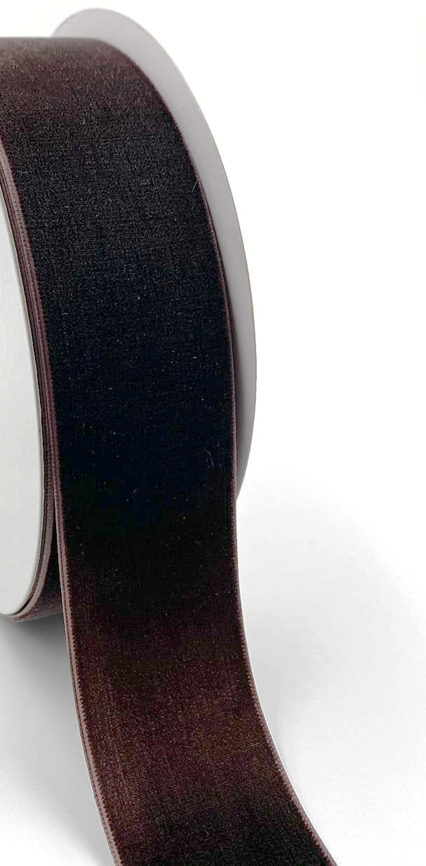 Chocolate Mocha Brown Velvet Ribbon - 1 1/2 inch - 1 Yard