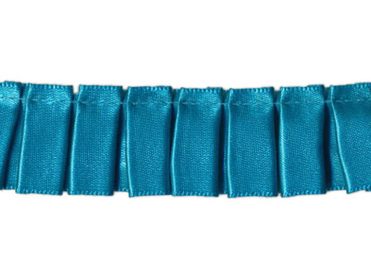 Ruffled Box Pleated Satin Ribbon/Trim - Turquoise - 7/8 inch - 1 Yard